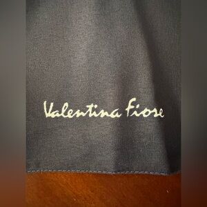 Vtg Valentina Fiore Purse Fashion Scarf Square Blue & Red Geometric Lines 30"